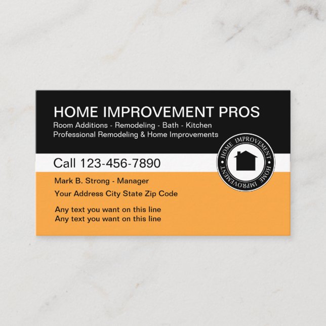 Home Improvement Construction Business Card (Front)