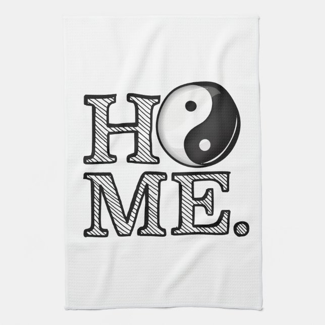 Home in Harmony Yin Yang Symbol Tea Towel (Vertical)