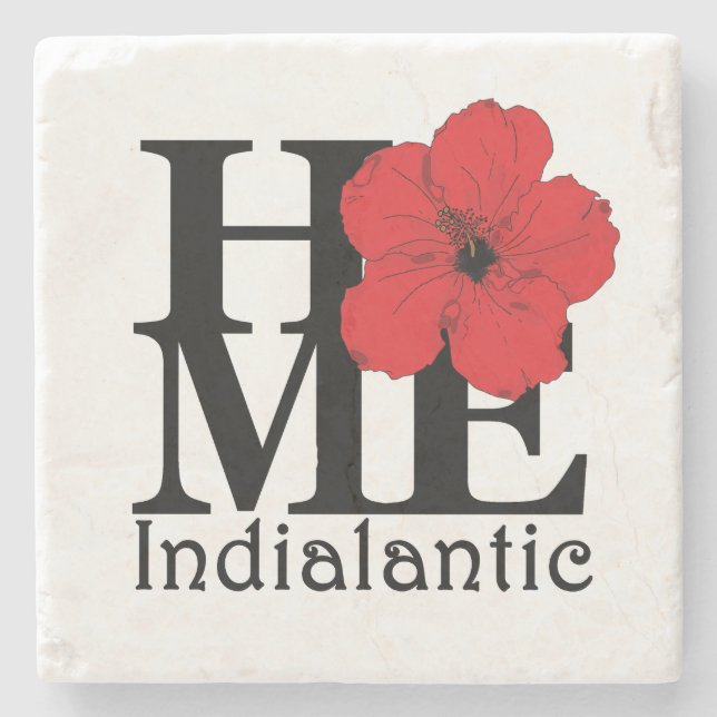 HOME Indialantic Red Hibiscus Stone Coaster (Front)