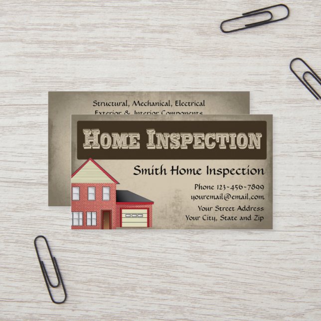 Home Inspection Inspector Business Card (Front/Back In Situ)