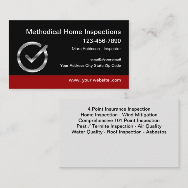 Home Inspection Services Modern Business Cards (Front/Back)