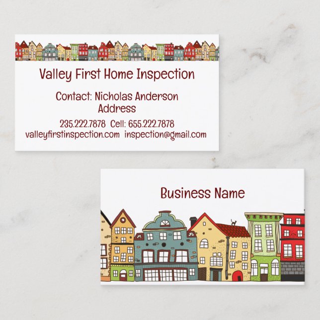 Home Inspector Licensed House Inspector Business C Card (Front/Back)