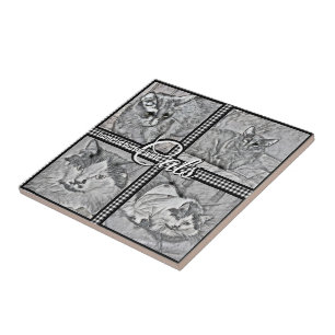 Home Is Better With Cats-Personalised-Square- Ceramic Tile