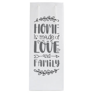 Home is Made of Love & Family Cute Love Flower Pho Wine Gift Bag