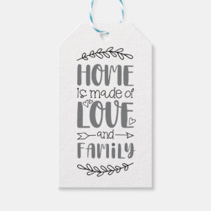 Home is Made of Love & Family Cute Love Flower Quo Gift Tags