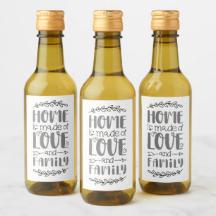 Home is Made of Love & Family Cute Love Flower Quo Wine Label