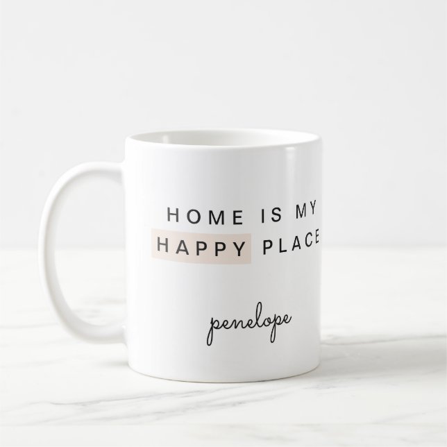 Home is My Happy Place with Name Coffee Mug (Left)