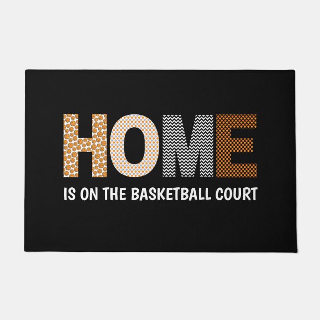 Home Is On The Basketball Court Door Mat (Front)