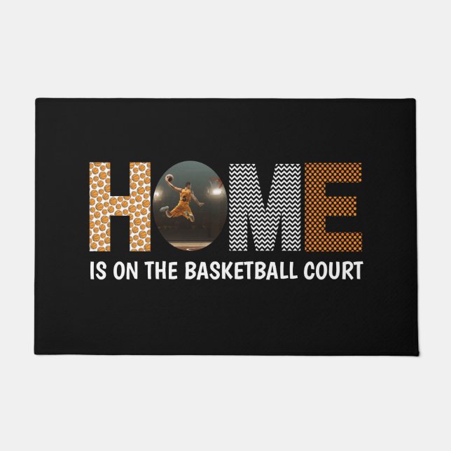 Home Is On The Basketball Court Door Mat (Front)