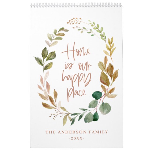 Home is our happy place watercolor foliage photo calendar (Cover)