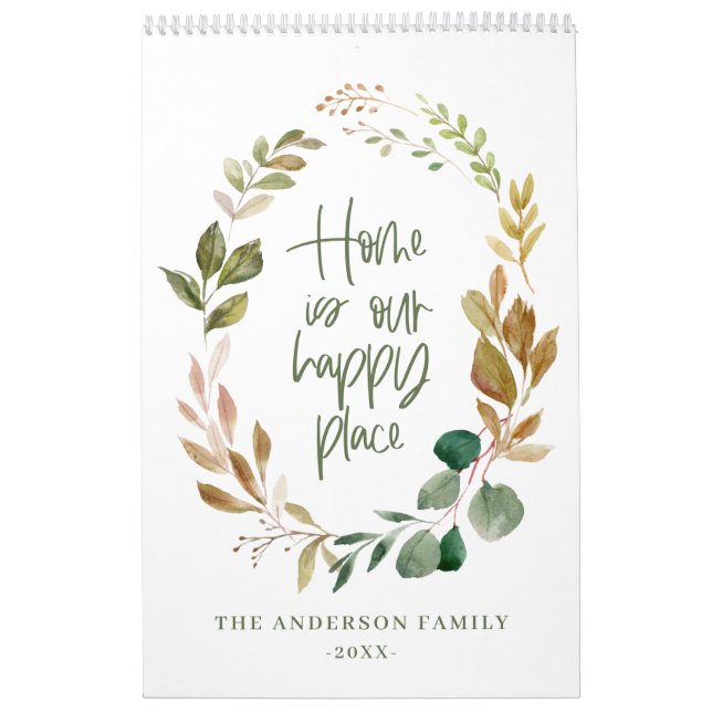 Home is our happy place watercolor foliage photo calendar (Cover)