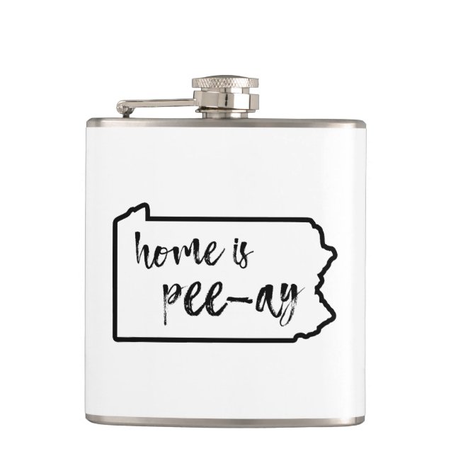 Home Is Pee-Ay Pennsylvania Hip Flask (Front)