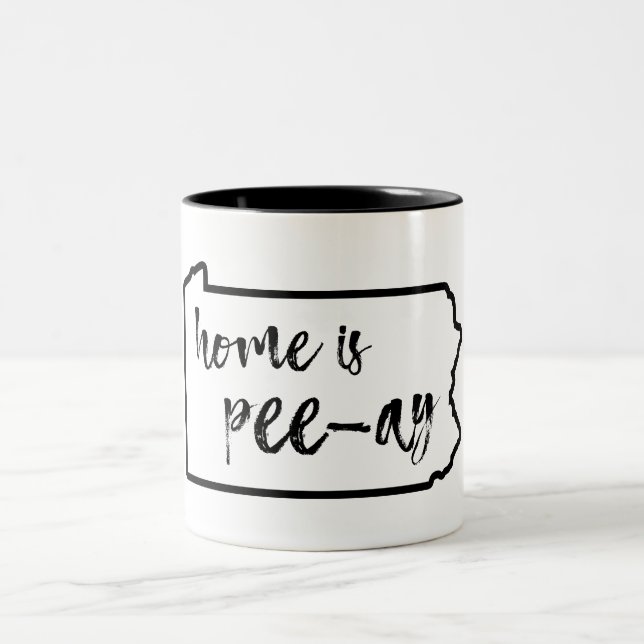Home Is Pee-Ay Pennsylvania Two-Tone Coffee Mug (Center)