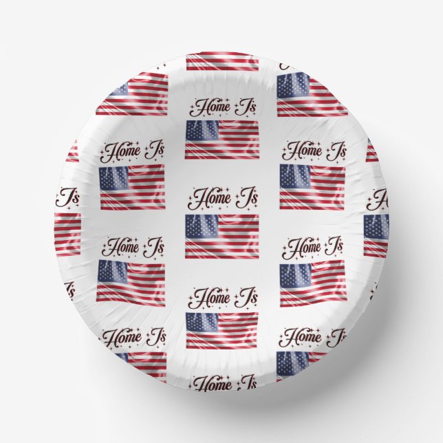 Home Is the United States Flag Happy 4th Of July Paper Plate (Front)
