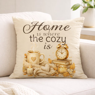 Home Is Where Cozy Is Brown Oatmeal Cozy Cushion