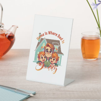 Home Is Where Dad Is – Father’s Day Gift Idea Pedestal Sign