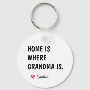 Home Is Where Grandma Is Personalised Mother Gift Key Ring