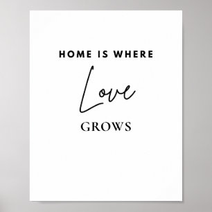 Home Is Where Love Grows   Minimalist Family Quote Poster