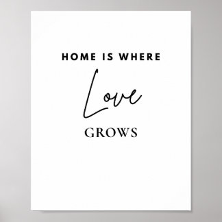Home Is Where Love Grows | Minimalist Family Quote Poster