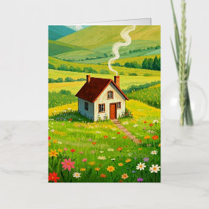 Home is Where Mum Is Cosy cottage Foil Greeting Card
