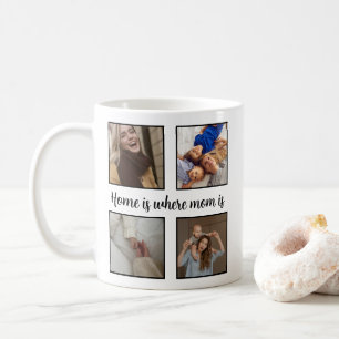 Home Is Where Mum Is - Custom 8 Photo Collage Mug