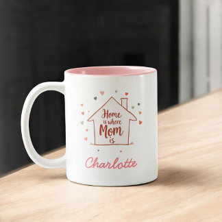 Home Is Where Mum Is | Simple & Cute Mother's Day Two-Tone Coffee Mug