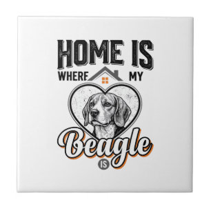 Home Is Where My Beagle Is Vintage Dog Design_1 Ceramic Tile