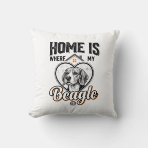 Home Is Where My Beagle Is Vintage Dog Design_1 Cushion