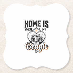 Home Is Where My Beagle Is Vintage Dog Design_1 Paper Coaster