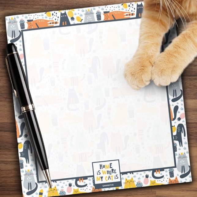 Home is Where My Cat is Monogrammed Name Notepad (Creator Uploaded)