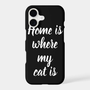 Home Is Where My Cat Is White Script Black