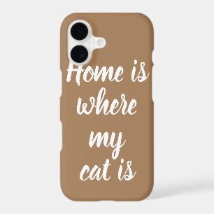 Home Is Where My Cat Is White Script Light Brown