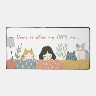 Home is where my CATS are Cute Cat Mum  Desk Mat