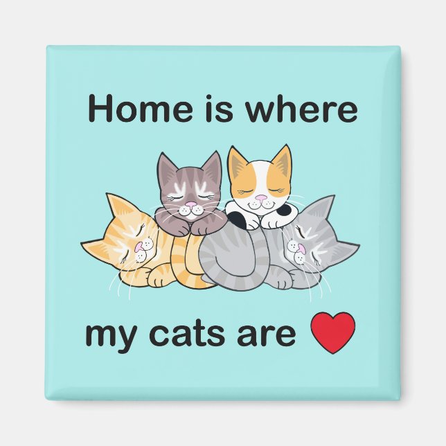 Home is where my cats are magnet turquoise  (Front)