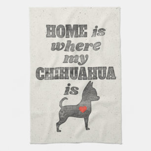 Home is Where my Chihuahua is Woodblock Printing Tea Towel