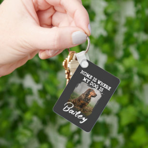 Home Is Where My Dog Is Custom Dog Name and Photo Key Ring