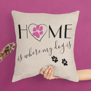 Home is where my dog is Quote Cute Elegant Beige Cushion