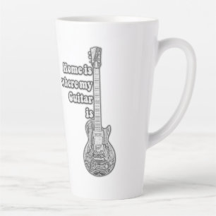 Home is where my guitar is. vintage black & white latte mug