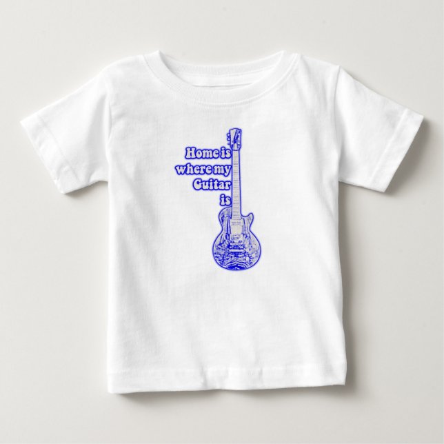 Home is where my guitar is. vintage blue guitar baby T-Shirt (Front)