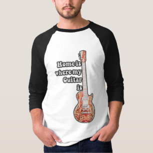 Home is where my guitar is. vintage brown guitar T-Shirt