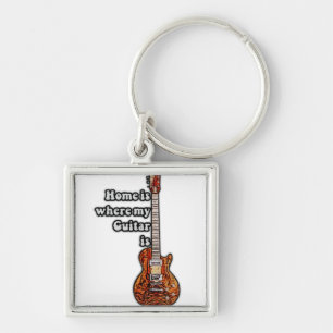 Home is where my guitar is. vintage colors guitar key ring
