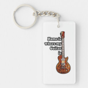 Home is where my guitar is. vintage colours guitar key ring
