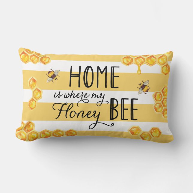 Home is Where My Honey Bee Lumbar Cushion (Front)