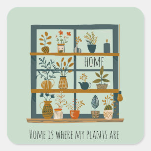 Home is Where My Plants Are Potted plants Square Sticker
