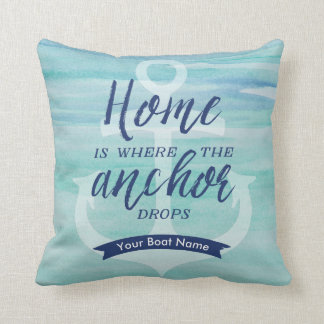 Home is Where the Anchor Drops - (Aqua green/Navy) Cushion