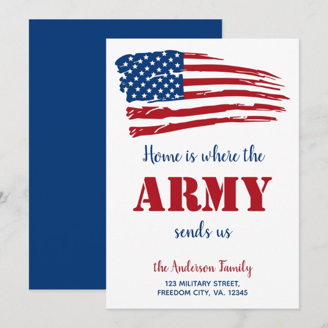 Home Is Where The Army Sends Us Military Moving  A Announcement (Front/Back)