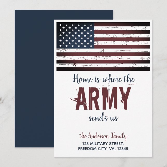 Home Is Where The Army Sends Us Military Moving Announcement (Front/Back)