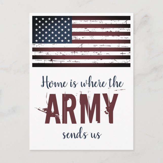 Home Is Where The Army Sends Us Military Moving  Announcement Postcard (Front)