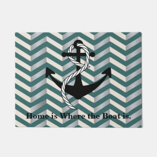 Home is Where the Boat is Geometric Nautical Mat