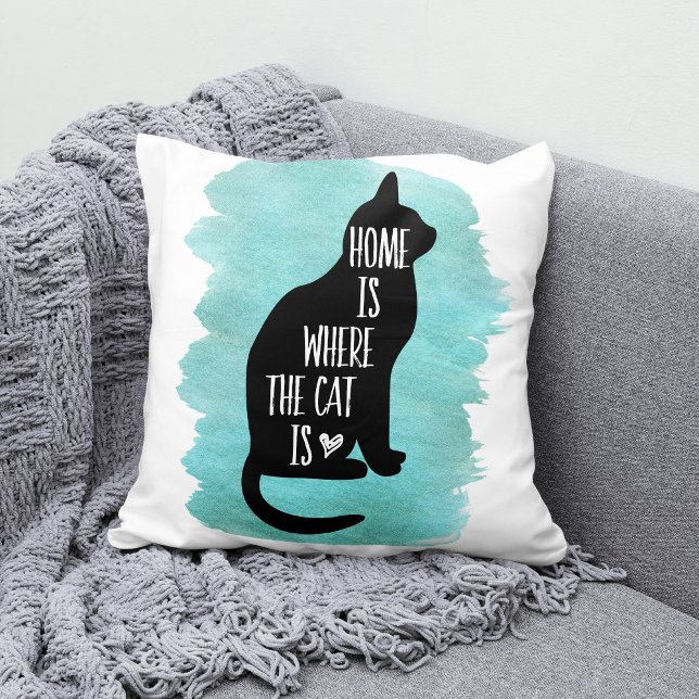 Home Is Where The Cat Is - Aqua Cushion (Creator Uploaded)